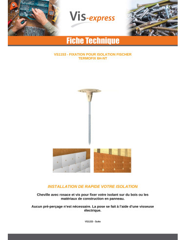 1 x Tassello E Vite Fischer ISOLANTE 6H-NT 6X60