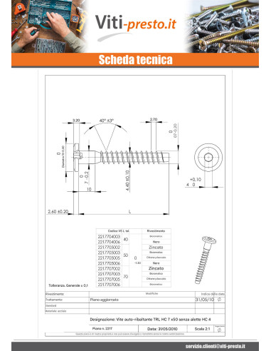 1 x Vite Autoperforante Confirmat Testa Poelier...