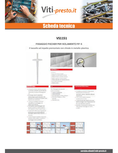 1 x Fissaggio Fischer Per ISOLANTE FIF-S8/160