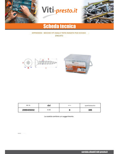 1 x Secchio di 385 Vite Per Legno E Truciolato...