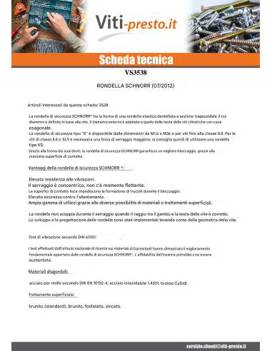 1 x Rondella SCHNORR VS M10X16X2 423100 Zincate