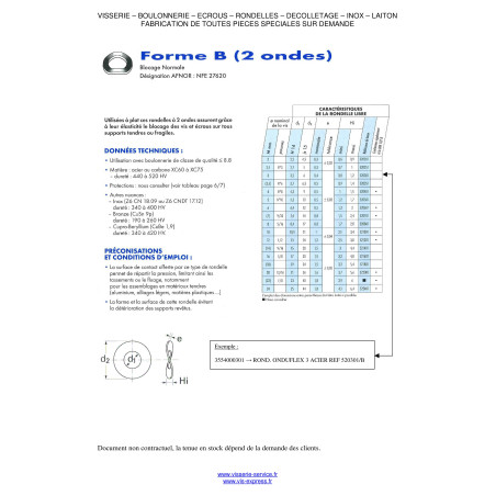 1 x Rondella ONDUFLEX M12 Acciaio Grezzo Tipo B 2 Onde