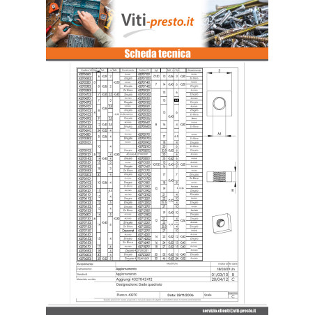 1 x Dado Quadrato M6 15X15X4 Zincate