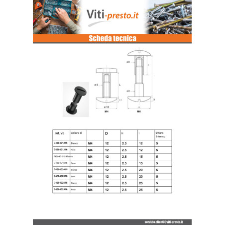 1 x Vite Di Collegamento M4X30 Diametro Tubo 5 nylon bianco 2 pezzi Maschio/Femmina