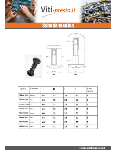 1 x Vite Di Collegamento M6X60 Diametro Tubo 8...