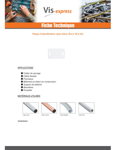 1 x PIATTO IDENTIFICAZIONE nylon bianco 26,4 x...