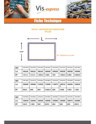 1 x Tappo rettangolare per tubo 60X25 Espessura...
