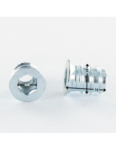 1 x Dado Chiave Esagonale Da 8 M8 14X13 Zincate
