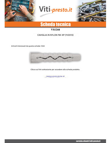 1 x Tassello Nylon 6X45 FM-XP