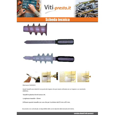 1 x Tassello Metallico Vite Autoperforante RAWLPLUG 13X31 Con Vite