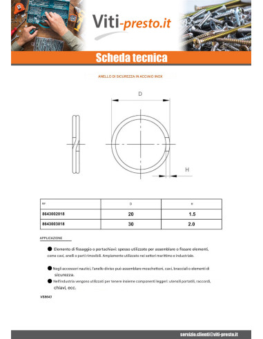 1 x Anello Di Sicurezza BREZZA Diametro 30...