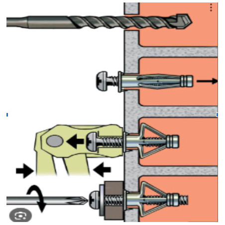1 x Tassello metallico per cartongesso Con Vite M5X89 RAWLPLUG