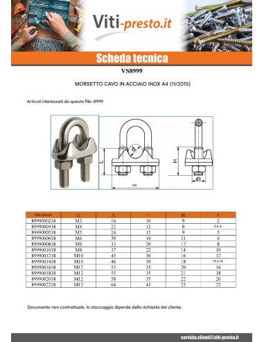 1 x Serracavo A Staffa Acciaio Inox A4 Per Cavo...