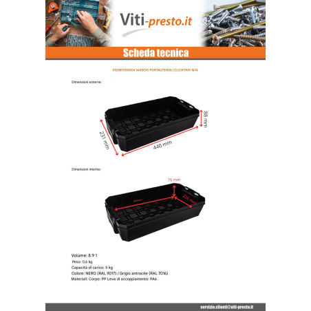 1 x BAC con UTENSILI CLICKTRAY M74