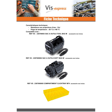 1 x BAC con UTENSILI CLICKTRAY M74