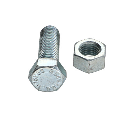 50 x Bullone (Venduto Con Dado) Testa Esagonale M16X50 Classe 8.8 SB Zincate Ruggine
