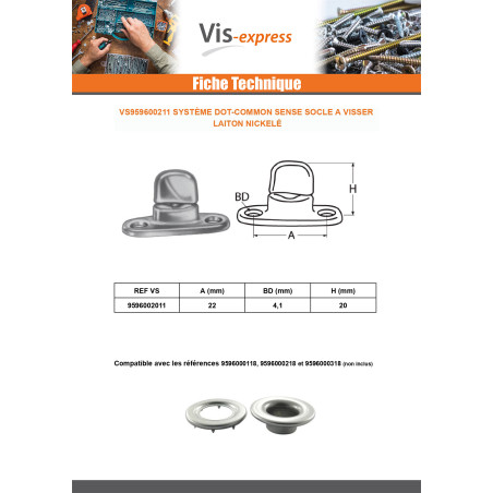 1 x BASE con VITE Ottone Nichelato Alto 20
