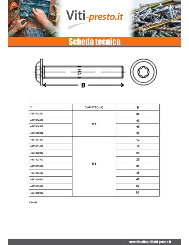 1 x Vite Per Metalli Testa Bombata Flangia T40...