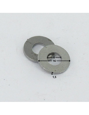 1 x Rondella Piatta M8X16X1.5 Z Acciaio Grezzo