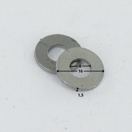 1 x Rondella Piatta M8X16X1.5 Z Acciaio Grezzo