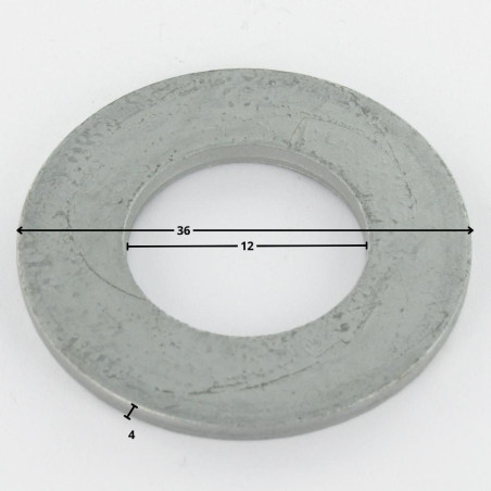 1 x Rondella Piatta M12X36X4 Elevata Resistenza Alla Corrosione Acciaio Zincato A Caldo