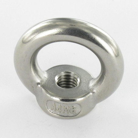 1 x Dado con Anello Di Sollevamento M6 Acciaio Inox A4
