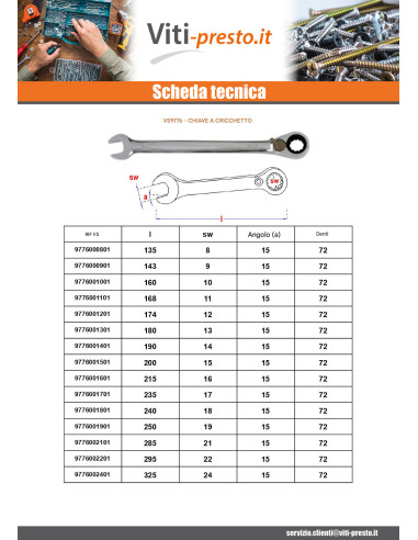 1 x Chiave a cricchetto 11X168