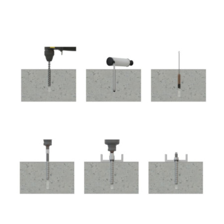1 x Vite Per Calcestruzzo Doppio filettatura T7 8X130 M10 Zincate