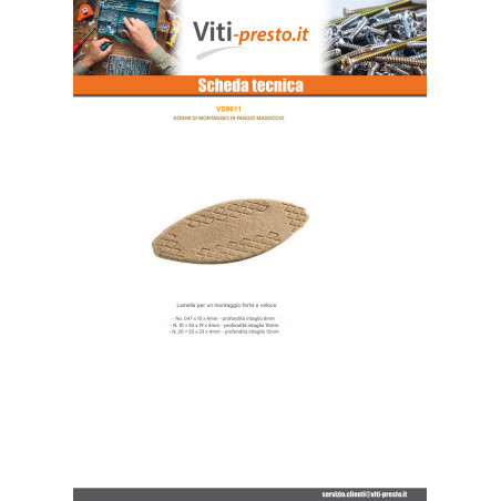 1 x Lamelli / Biscotti di Giunzione Legno 53X23X4 numero 20