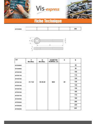 1 x Vite Per Metalli con Occhio M12X30...