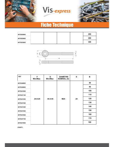1 x Vite Per Metalli con Occhio M12X30...