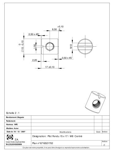 1 x Grafico diviso 15X17 M8 CENTRO Zincate
