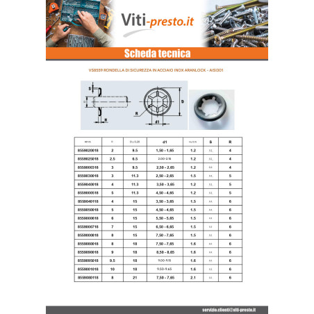 1 x Arandela de seguridad ARANLOCK 25X41.3X0.5 Acciaio Inox