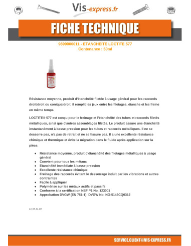 1 x Tenuta resistenza media LOCTITE 577