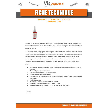 1 x Tenuta resistenza media LOCTITE 577