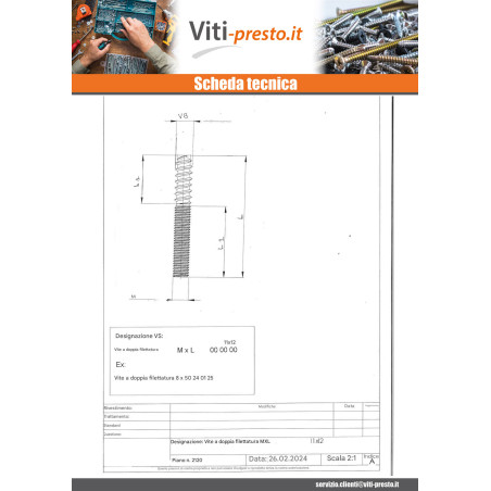 1 x Vite mista per piede del letto 10X80 32 Filettato Per Legno 48 Filettato Per Metalli Acciaio Grezzo