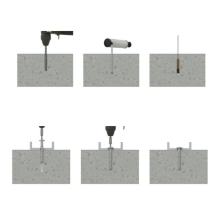1 x Vite Per Calcestruzzo Testa Bombata Torx T30 6X60 Zincate
