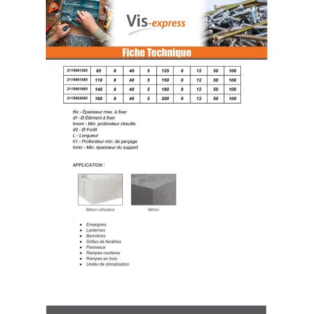 1 x Vite Per Calcestruzzo Testa Esagonale Rondella Di Tenuta Con Guarnizione In Neoprene Epdm 6,5X200 Blue Ruspert