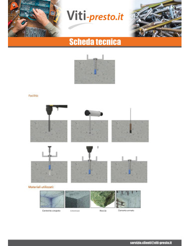 1 x Vite Per Calcestruzzo Testa Bombata Torx...