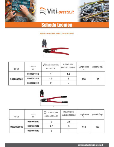 1 x Pinza crimpatrice Lunghezza 440 Acciaio Grezzo