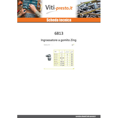 1 x Engrasador acodado 90° M8 Passo 125 Zincate