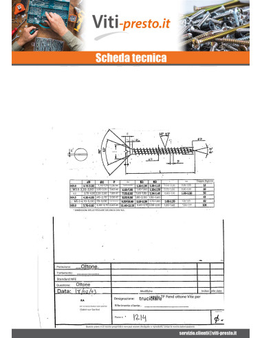 1 x Vite Per Legno E Truciolato Testa Forata...