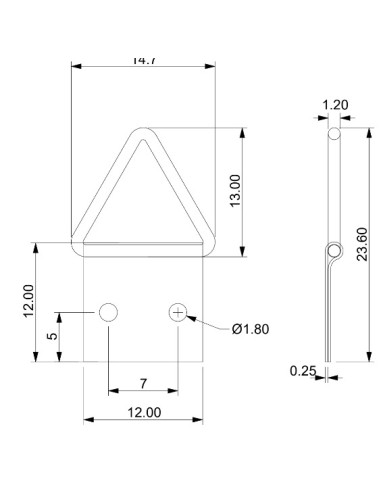 1 x Attacco triangolare per quadri 12 mm...