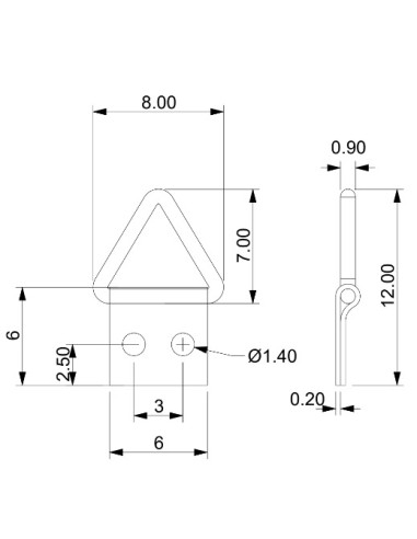 1 x Attacco triangolare per quadri 6 mm Acciaio...