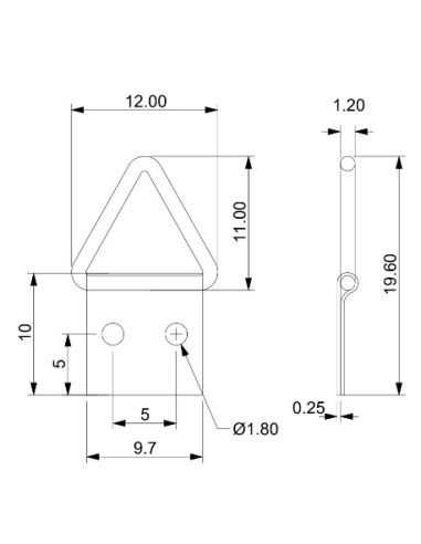 1 x Attacco triangolare per quadri 10 mm...