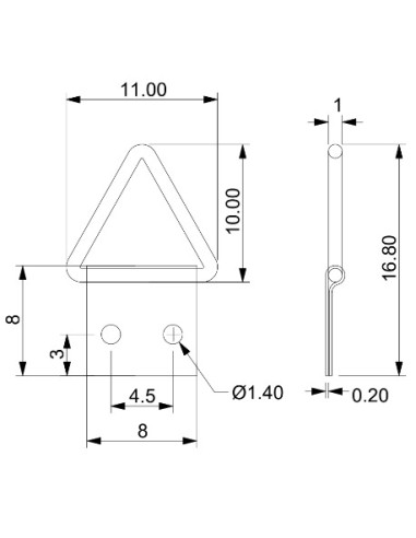 1 x Attacco triangolare per quadri 8 mm Acciaio...