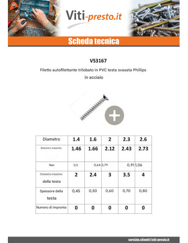 1 x Vite Autofilettante Per Plastica Testa...