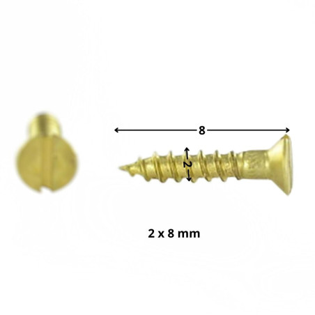 1 x Viti Per Legno Ottone Testa Forata Con Intaglio 2X8 microviti
