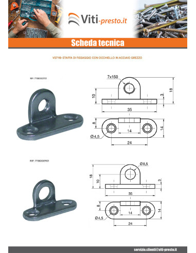 1 x Staffa di fissaggio con occhiello Diametro...