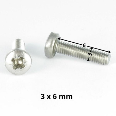 1 x Vite Per Metalli testa bombata larga Pozi PZ4 M3X6 Zincate microviti